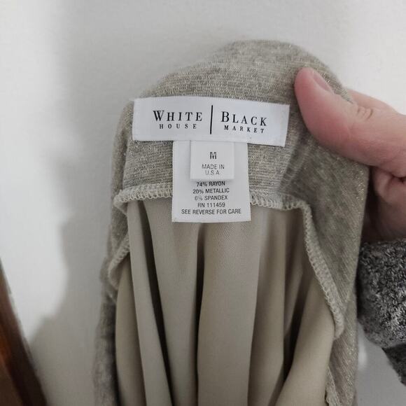 White House Black Market Gold Metallic A-Line Knee Length Skirt Sz Medium - Picture 5 of 5